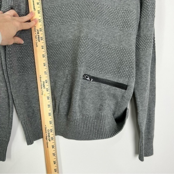 Duck And Cover Pullover Sweater  Mens Brody Gray Stripe Zip Pocket Long Sleeve S - Picture 5 of 10